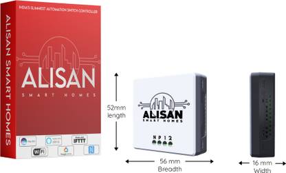 ALISAN SMART HOMES 4 Node WIFI Switch 16A| No Hub Required | Retro Fit | voice enabled Smart Switch Smart Switch