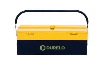 DURELO Metal Tool Box for Tools/Tool Kit Box for Home & Garage (Yellow Black) D33-17-3 Tool Box with Tray