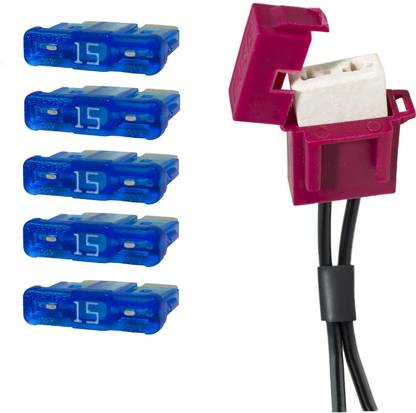 Ovicart 15A Auto Car Regular Blade Fuse - With Ceramic Fuse Holder Vehicle Fuse