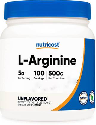Nutricost L-Argi-nine Powder 500 Grams (1.1lbs) - 5000mg Per Serving; 100 Servings