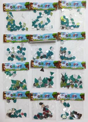 Dhinchak 12 Packets different shape Mirror for Embroidery and art and craft decoration