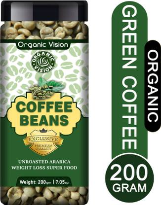 OrganicVison Green Coffee Beans for Weight Loss (Unroasted) 200 Gram Coffee Beans