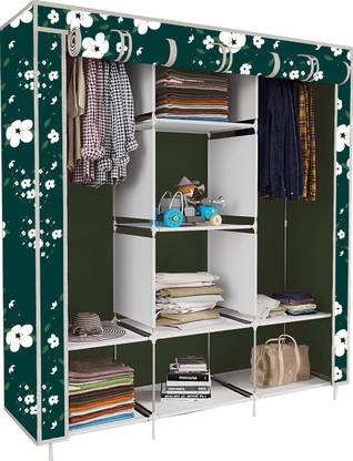 Flipkart Perfect Homes Studio White Lily Print PP Collapsible Wardrobe