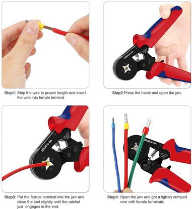 metrotools AWG 23-10/0.25-6 mm Ferrules Crimping Tool Crimper Plier Wire End Terminals Adjustable Ratchet Wire Manual Crimper