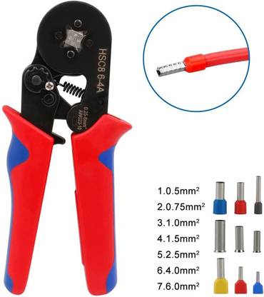 metrotools 0.25-6 mm² AWG 23-10, Crimping Plier Self-adjustable Crimping Tools Square Ferrule Wire Cable Manual Crimper