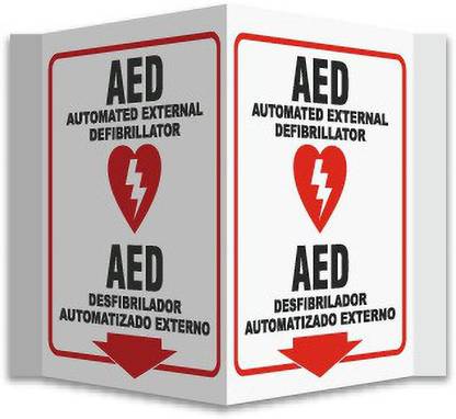 SRG INFOTECH AED Automated External Defibrillator - Defibrillator Automatizado Externo Emergency Sign