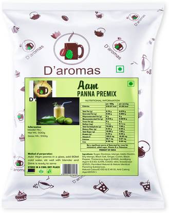 D'aromas Aam Panna Premix Powder 500g |Made with Dry Mango |Sweet Taste|Instant Drink Mix Energy Drink