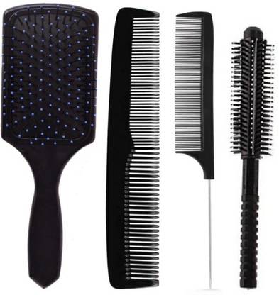 Fuzicare Hair styling Flat And Round Comb With Cutting & Tail Combs