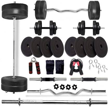 JMB 30 kg Set , 3Ft Straight Rod+ curl rod + One Pair Dumbbell Rods Home Gym Combo