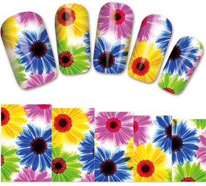 SENECIO® Colorful Sunflowers Nail Art Manicure Decal Water Transfer Sticker Sheet