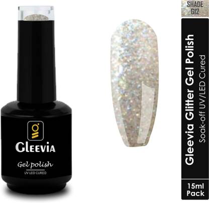 Gleevia UV LED Soak-Off Glitter Gel Polish for Professionals 15ml Brush Cap G12 Shade G12