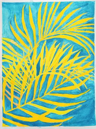 THEARTDECK HAND PAINTED ACRYLIC PAINTING ON CANVAS-SUMMER LEAVES-18*24 INCHES Acrylic 24 inch x 18 inch Painting