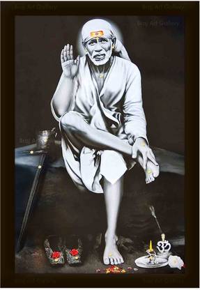 Braj Art Gallery Shirdi Sai Baba Blessings Photo Frame Digital Reprint 19.5 inch x 13 inch Painting
