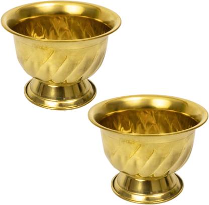 Spillbox Traditional Brass Puja chandhan Kunkuma Turmeric Sandal Multipurpose Bowl-XL (1) Brass