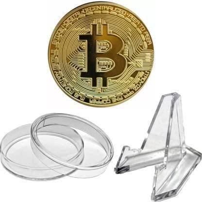 Mridshala Bitcoin Gold With Stand Decorative Showpiece  -  4 cm