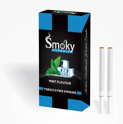 Smoky Herbals 100% Tobacco & Nicotine Free Cigarette - Mint Flavour - 1 Packet Smoking Cessations