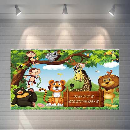 Shopperskart 152.4 cm jungle 2 theme 2/5 ft Flex Banner For Party Decoration Reusable Sticker