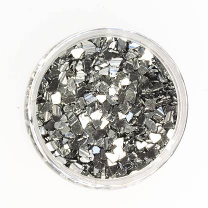 hobbylobby C91 Silver Partial Mirror Glass Glitter Flakes, 90g Polished Asymmetrical Fire Glass Pebbles