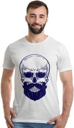 Printed Men White, Dark Blue T-Shirt