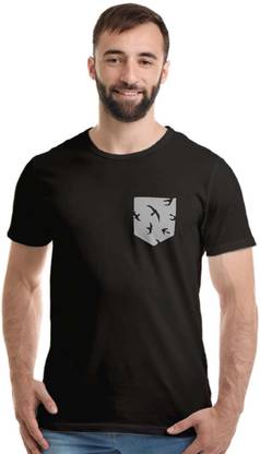 Printed Men Black, White T-Shirt