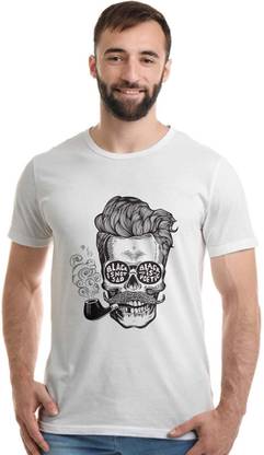 Printed Men White, Black T-Shirt