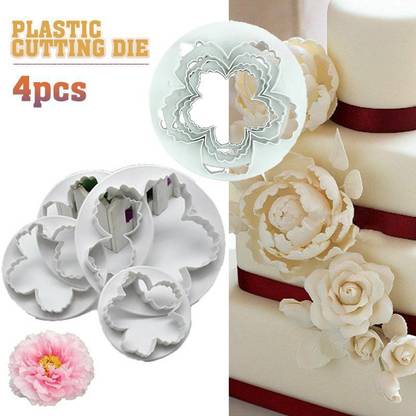 MAFAHH 4Pcs Peony Flower Sugar Craft Fondant Gumpaste Biscuit Cake Decorating Tools Cookie Cutter