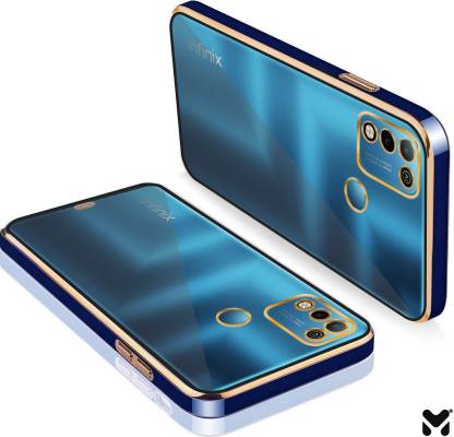 MOBIDEER Back Cover for Infinix Smart 5, Golden Line, Premium Soft Chrome Case | Silicon Gold Border