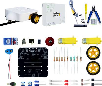 ThinkerPlace STEM Educational Line Follower Robot with 3D Printed Case & Toolkit Educational Electronic Hobby Kit