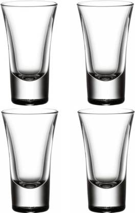 skyunion (Pack of 4) (Pack of 4) Heavy Base Vodka or Shot Glass Glass Set (100 ml, Glass) Glass Set Shot Glass