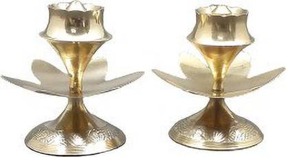 SHIBU BRASS AGAR BATTI STAND SET 2PCS (2X2X2.5) INCH Brass Incense Holder Set