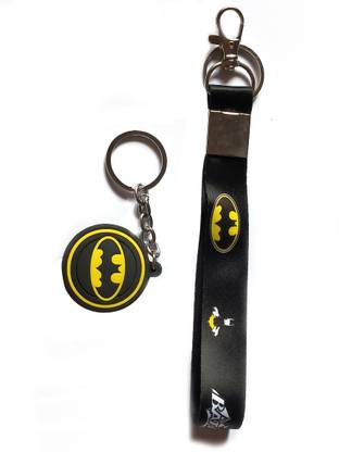 Meeko.com Fabric Id Tag Batman and rubber lanyard keychain Key Chain