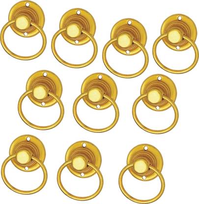 RINTL Round Golden Drawer Puller Knob for Drawers and cabinets Pack of 10 Iron Cabinet/Drawer Handle