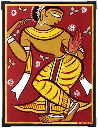 FURNATO | JAMINI ROY Painting Collection – Dancing Gopi – MDF569 Digital Reprint 16 inch x 12 inch Painting