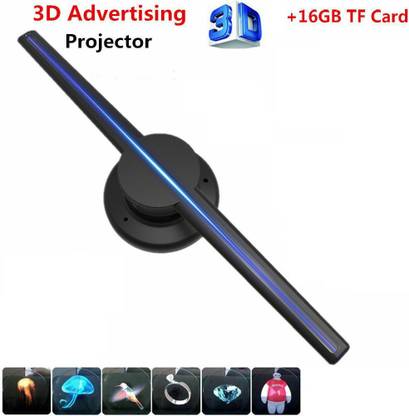 microware 3D LED HD Hologram Projector Fan Holographic Advertising Lamp Marketing Display (1000 lm) Projector