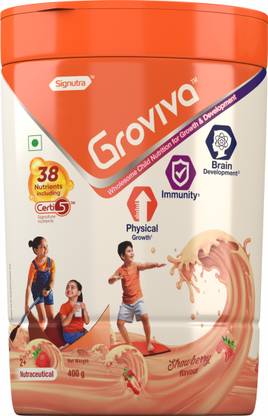 Signutra Groviva Child Nutrition Supplement Jar - 400g (Strawberry) Protein Blends