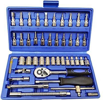 SMBT 46 in 1 Pcs Tool Kit & Screwdriver and Socket Set Socket Set Blue Box Socket Set