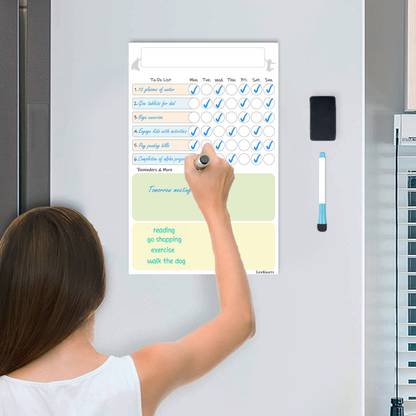 Lifekrafts Magnetic Planner Sheet, Dry Erase, Daily Routine Responsibility Chore Chart for Kids and Adults ( Activity Board/ Chore Chart ) White board