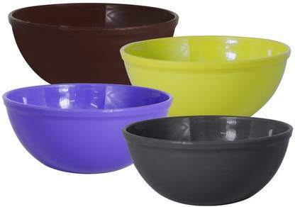 Wonder Plastic Mixing Bowl Plastic Sigma 1000 Microwave Safe Bowl Set, 4 Pc,650 ml, Brown Green Grey Violet