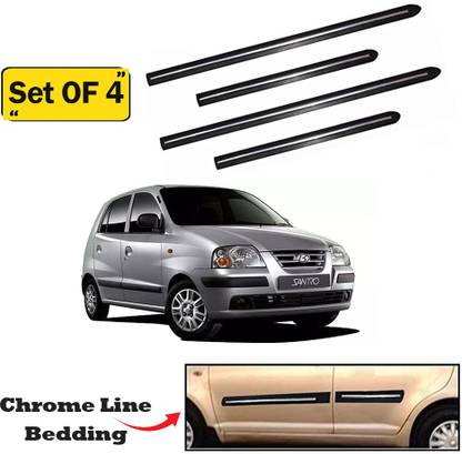 KRISHNA AUTO Black half Chrome Beading Car Beading Roll For Door
