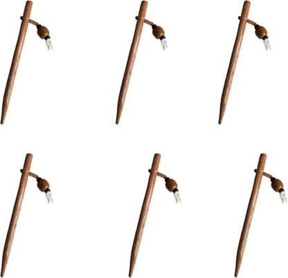salvusappsolutions Wooden Hair Stick design with wooden beads for Girls & Womens, set-6 (12 cm) Bun Stick