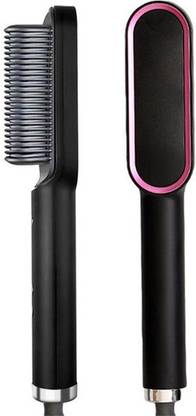 DVA Black Hair Straightening Brush Comb with Heat Protection Hair Straightener Brush