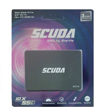 scuda SATA SSD 512 GB Laptop, Desktop, All in One PC's Black SATA Internal Solid State Drive (SSD) (512GB SATA SSD)