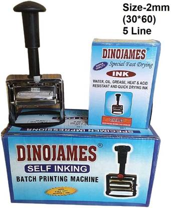 dinojames Batch Coding/printing Machine Size-2mm ,30*60 Model Quick Mark Label Stamping Machine