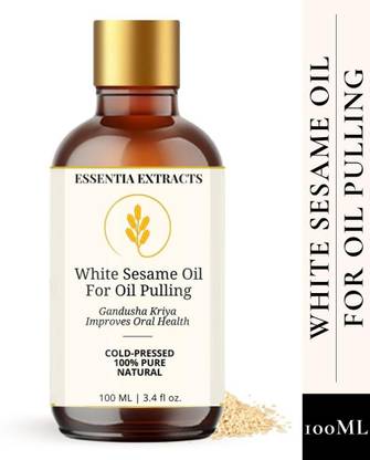 ESSENTIA EXTRACTS Sesame Oil for Oil Pulling, Cold-pressed | Gandusha Kriya | Ayurveda Oral Health - White Sesame