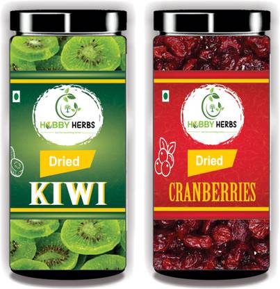 Hobby Herbs Dried Kiwi and Cranberries combo 200gm | Berries | For Ice cream , Shakes | Kiwi, Cranberries