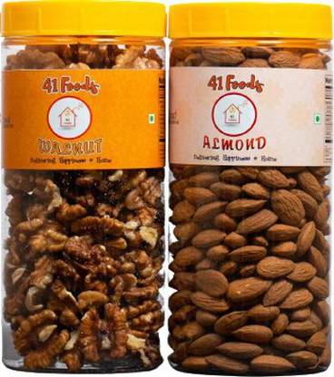 41 foods Dry fruits combo pack of Californian Almonds Walnuts | Badam Akhrot 400 GM Walnuts, Almonds