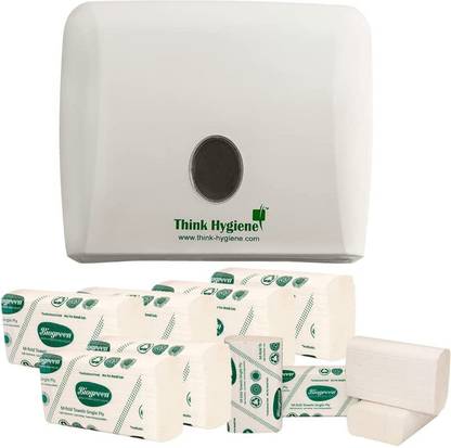 Biogreen Multifold Paper Dispenser+Multifold Paper Towel 125 sheets per pack - Pack of 10 Paper Dispenser