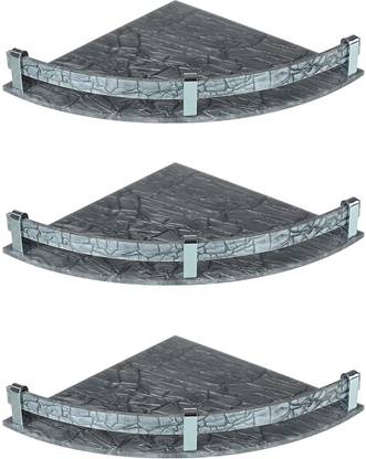 QUISTAL Acrylic Wall Mount Multipurpose Modern Corner Shelf - 10x10 Inch, Marble Black Acrylic Wall Shelf