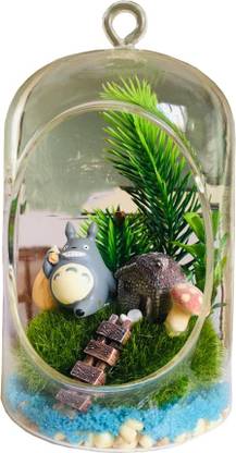 Amazing Totoro Indoor Decor Landscape Vase Hanging Geometric Glass Terrarium Home Decore Decorative Showpiece  -  20 cm
