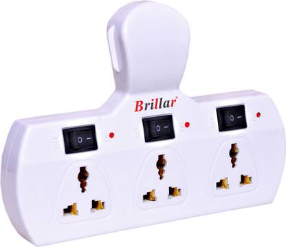 Brillar Multiplug with Individual Switches, Indicators & Protection Fuse Multiplug Extension Board Three Pin Plug